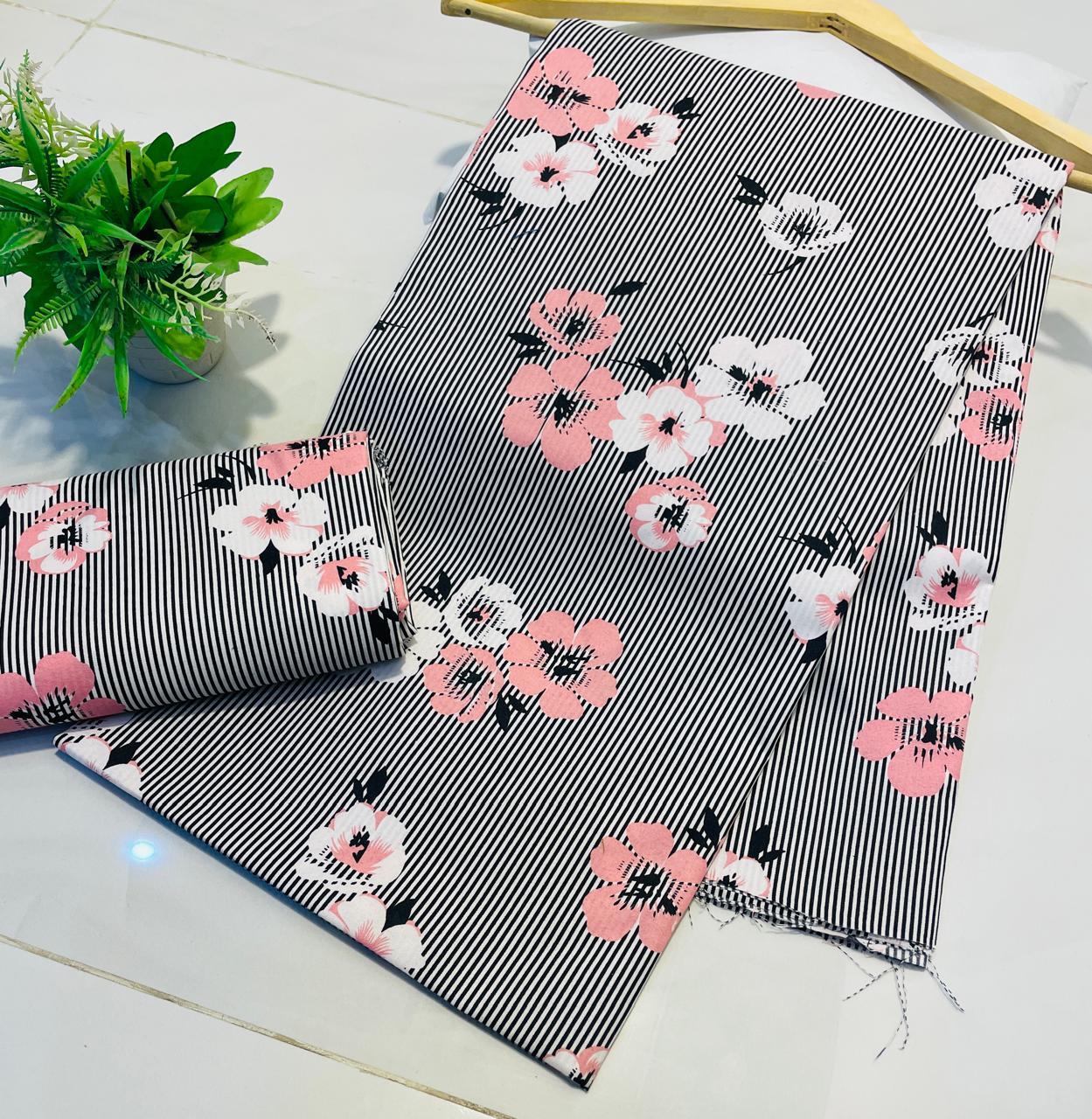 Digital Printed  2 piece Suit Unstitched polo cotton